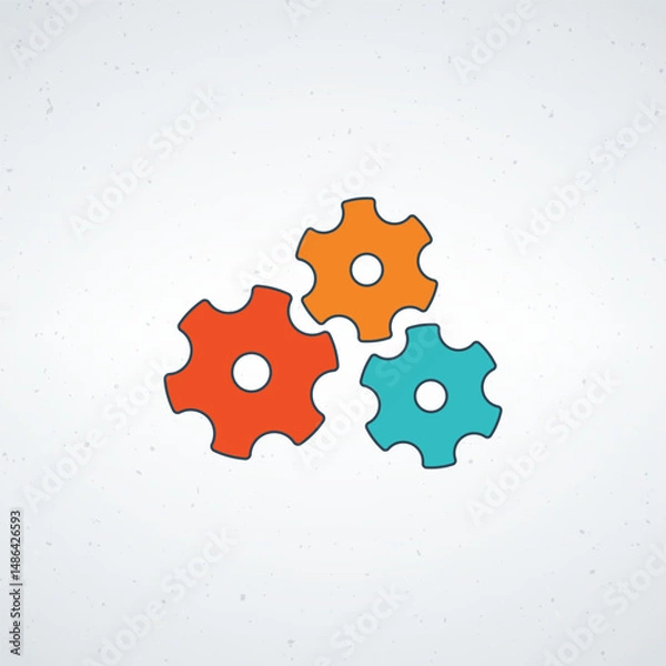 Obraz Colorful Interlocking Gears Representing Teamwork and Efficient Collaboration