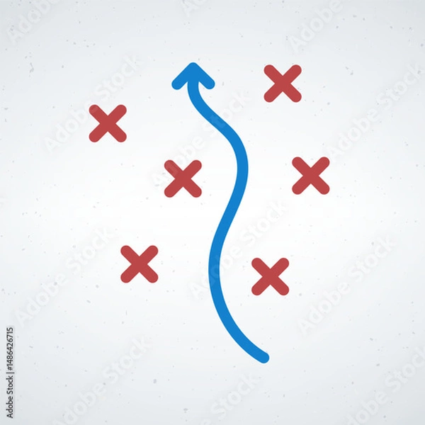 Obraz Strategic Path Illustrated with Arrows and Challenges on a Clear Background