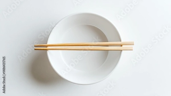 Fototapeta Empty white bowl with chopsticks (3)