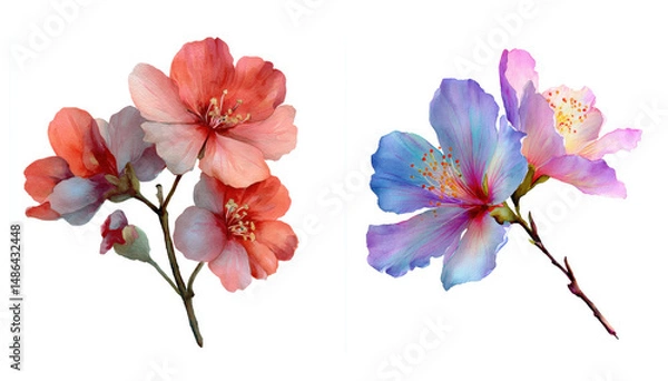 Obraz Watercolor clipart flowers 