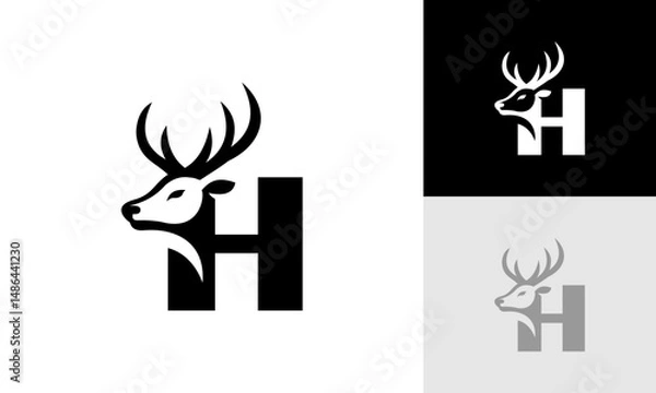 Obraz letter H deer logo