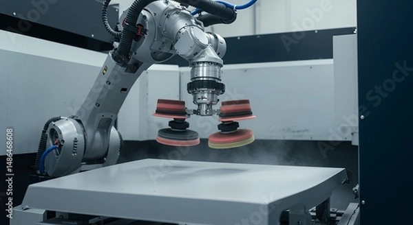 Fototapeta Automated Industrial Robotic Polishing and Surface Finishing Process for Production