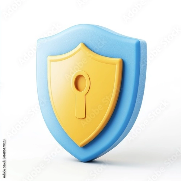 Fototapeta A  3d rendered illustration of a protective shield with a lock.