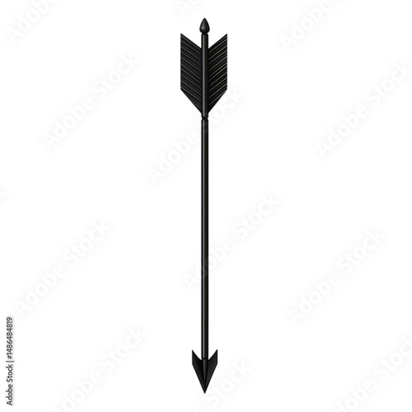 Fototapeta Sleek Arrow with Contemporary Finish in Classic Black Isolated on Transparent Background