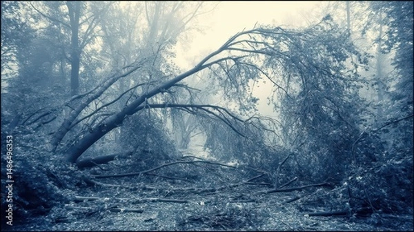 Obraz The storm passed its power engraved in the broken