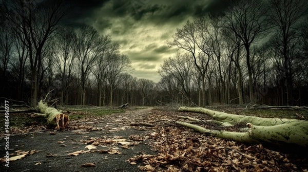 Obraz The storm passed its power engraved in the broken