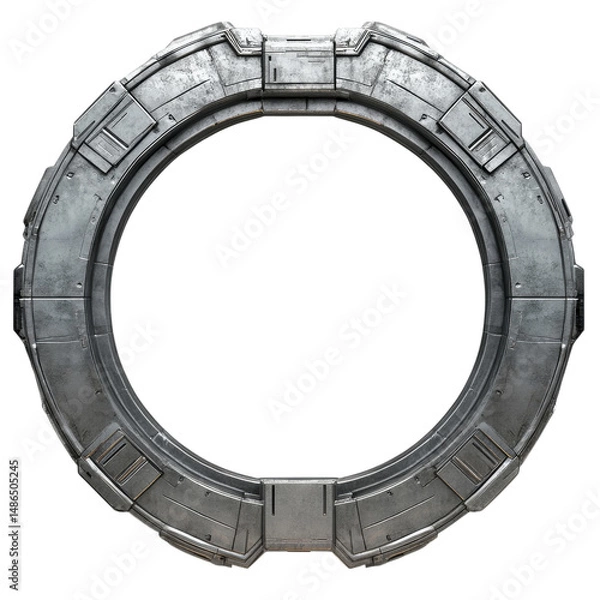 Fototapeta Metallic circular frame on transparent background