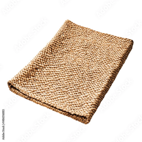 Fototapeta Minimalist Woven Straw Beach Mat with a Refined Design Isolated on Transparent Background