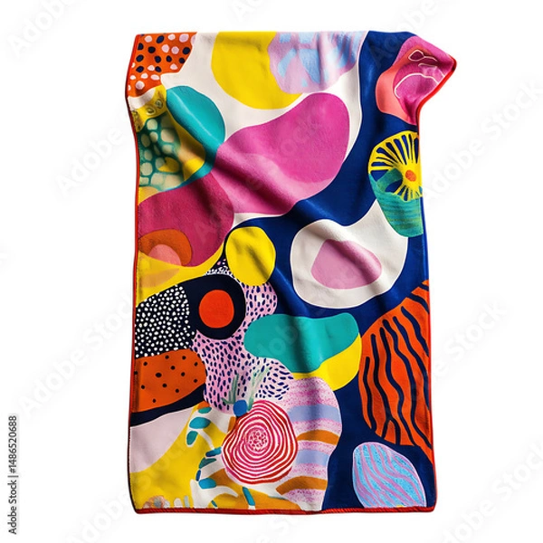 Fototapeta Playful Beach Towel with Giant Quirky Pattern Isolated on Transparent Background
