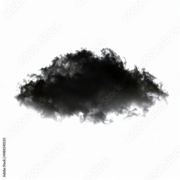 Fototapeta Black cloud shape over white background, single black cloud