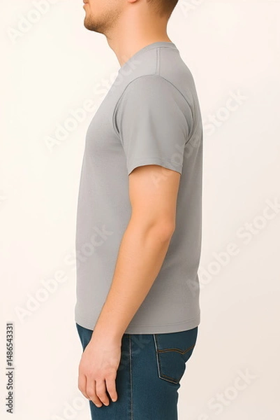 Obraz T-Shirt Mockup Template with Man Standing for Design and Print Preview
