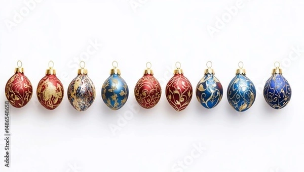 Obraz Festive Christmas ornaments in a row.