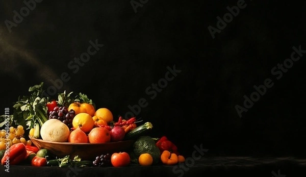 Obraz Fresh colorful fruits vegetables bowl.