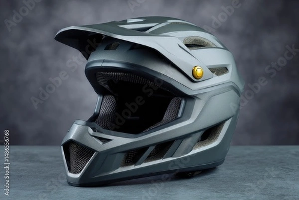 Obraz Sleek Gray Mountain Bike Helmet:  Modern Design, Protective Style