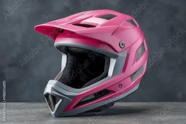 Obraz Pink Mountain Bike Helmet: Sleek Design, Protective Style