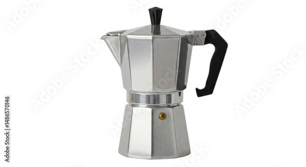 Fototapeta Isolated Classic Silver Moka Pot Espresso Maker