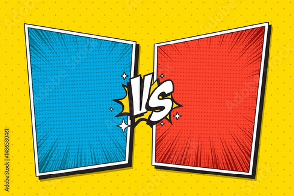 Obraz Comic cartoon versus battle blank box template background