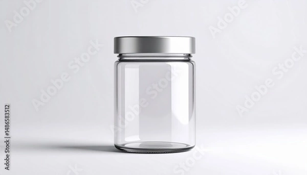 Fototapeta empty glass jar on white background