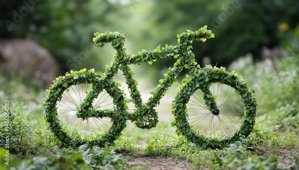 Obraz Green Bicycle with Nature Path.