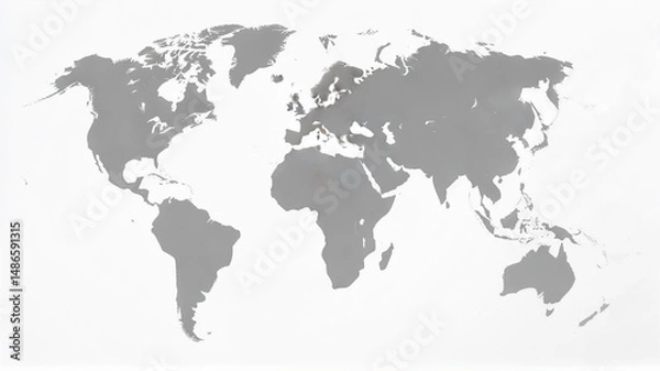 Obraz Simple Gray World Map for Global Business Concepts