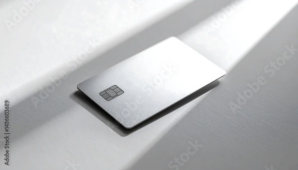 Fototapeta Silver Rectangular Object on White Surface with Subtle Embossed Design and Shadows