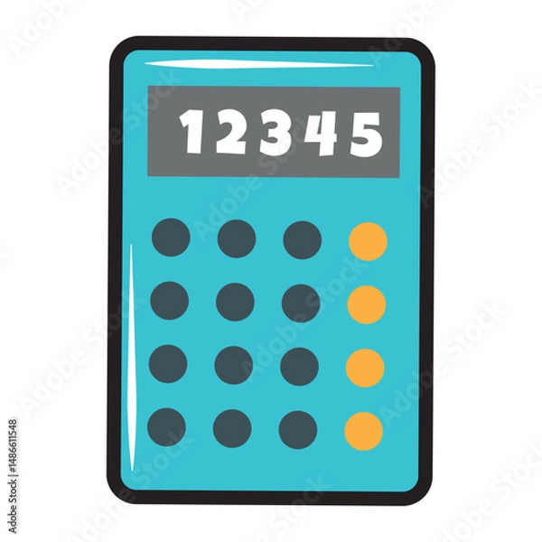 Obraz Blue cartoon style calculator. Vector