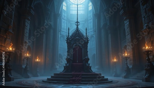 Obraz Dark Throne Room in Gothic Cathedral
