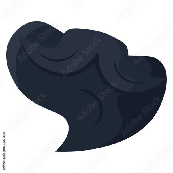 Obraz Wavy black hair cartoon style. Vector