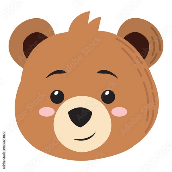 Obraz Smiling bear cartoon face. Vector