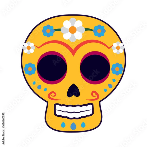 Fototapeta Isolated colored dia de los muertos skull icon Vector