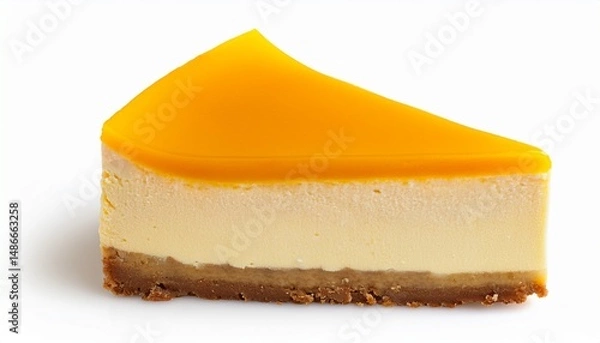 Fototapeta delicious slice of mango cheesecake isolated on a transparent background