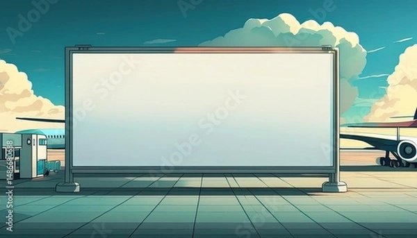 Fototapeta blank billboard at the airport ai generated illustration