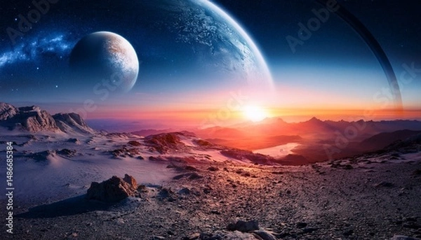 Fototapeta alien space planet sunrise