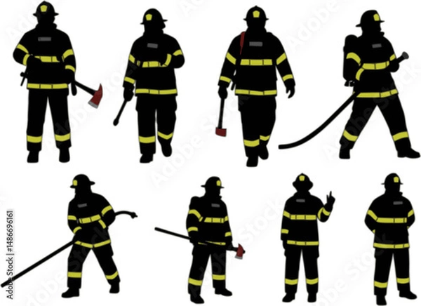 Obraz firefighters vector silhouettes
