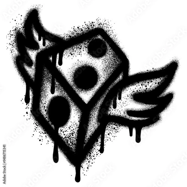 Fototapeta Dice graffiti with black spray paint. vector illustration.