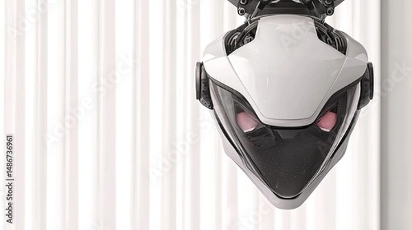 Obraz Robotic Head with White Curtains.