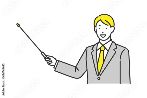 Fototapeta 指示棒を持ってプレゼンテーションをしているビジネスマン