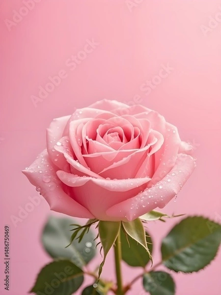 Obraz pink rose with water drops
