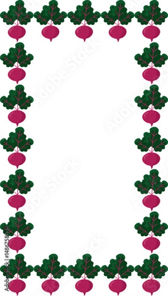 Fototapeta Moldura quadrada decorativa com elementos vetoriais de beterraba. Perfeita para design de menus, identidade visual de produtos naturais e materiais digitais ecológicos.