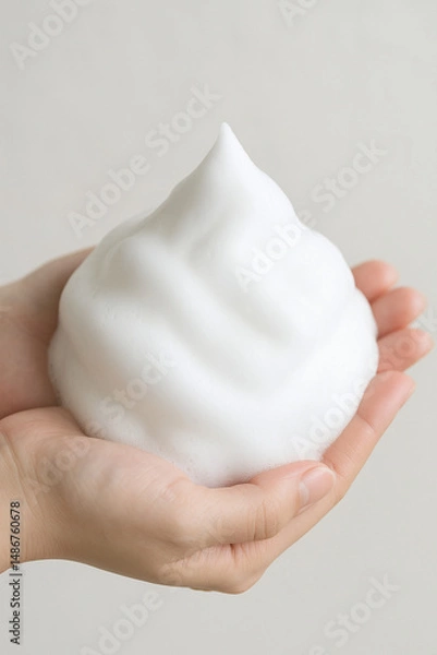 Obraz 石鹸の泡を手で持つ