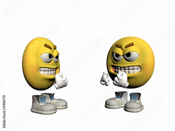 Obraz angry emoticon guy disputing.