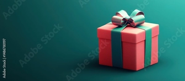 Obraz A meticulously crafted coral gift box adorned with a lustrous te