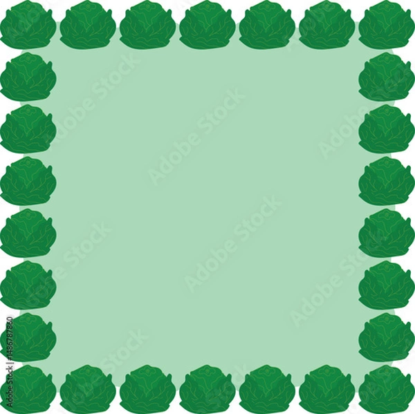 Fototapeta rative square frame made with lettuce elements. Ideal for menus, natural packaging, nutrition projects, and eco-friendly design.