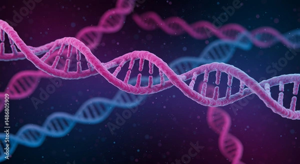 Obraz Intricate dna spiral helix in vibrant hues showcasing the complexities of genetic code