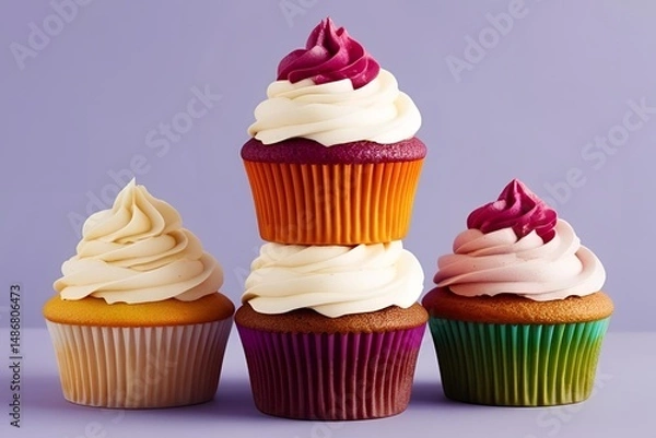 Fototapeta cupcake with frosting isolated on solid background