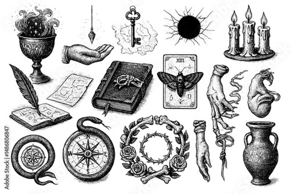 Fototapeta Explore the elegance of vintage emblems through intricate engravings and detailed designs for unique artistic inspiration