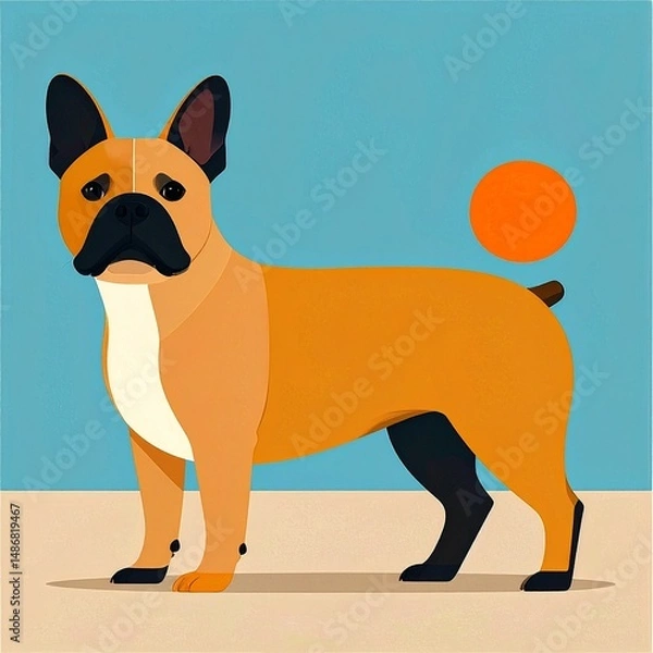 Obraz French Bulldog in flat design theme