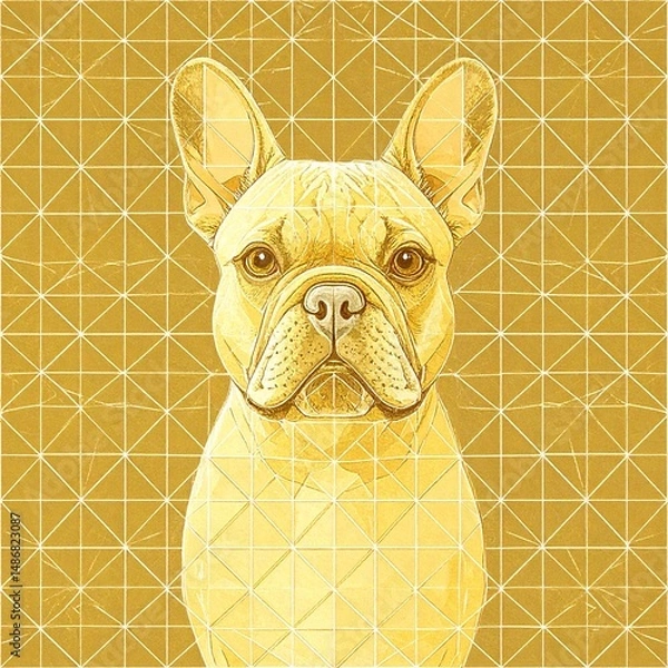 Obraz French Bulldog in geometric theme