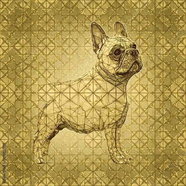Obraz French Bulldog in geometric theme
