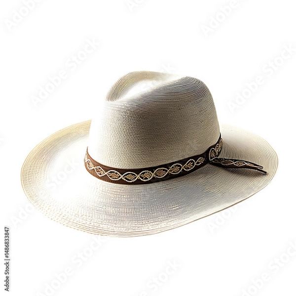 Fototapeta Sophisticated Wide Brim Sun Hat with Smooth Refined Isolated on Transparent Background